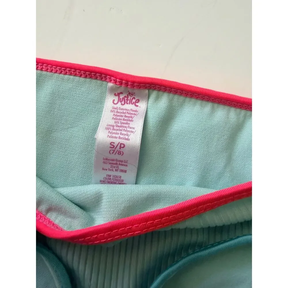 Justice Girls Small Neon Ribbed Swim Bikini Bottoms